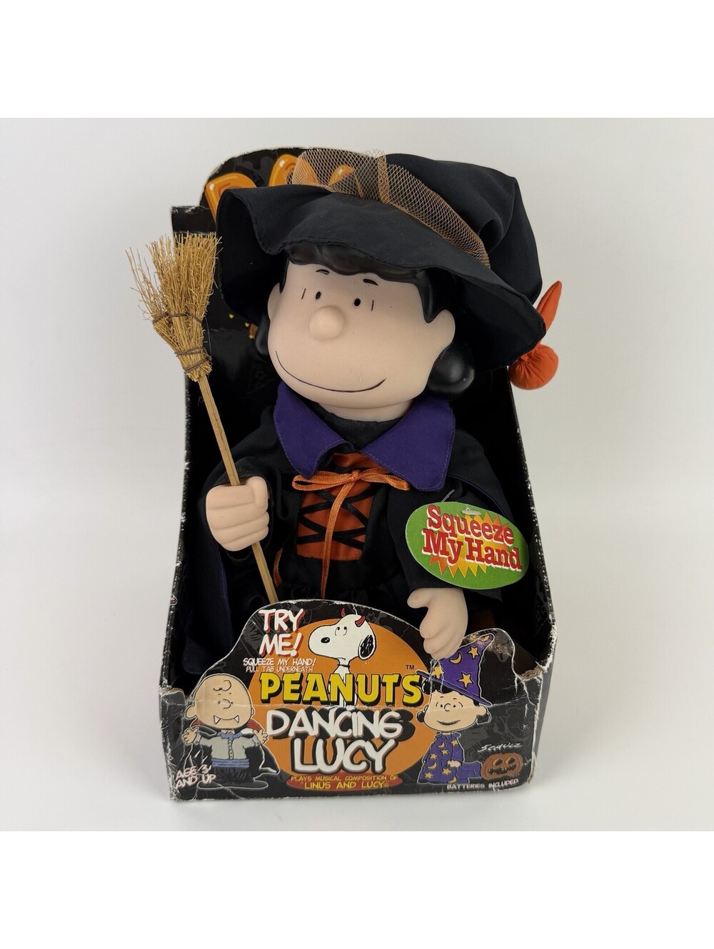 Vintage Peanuts Gang Halloween Dancing Lucy Witch Doll 1997 Gemmy